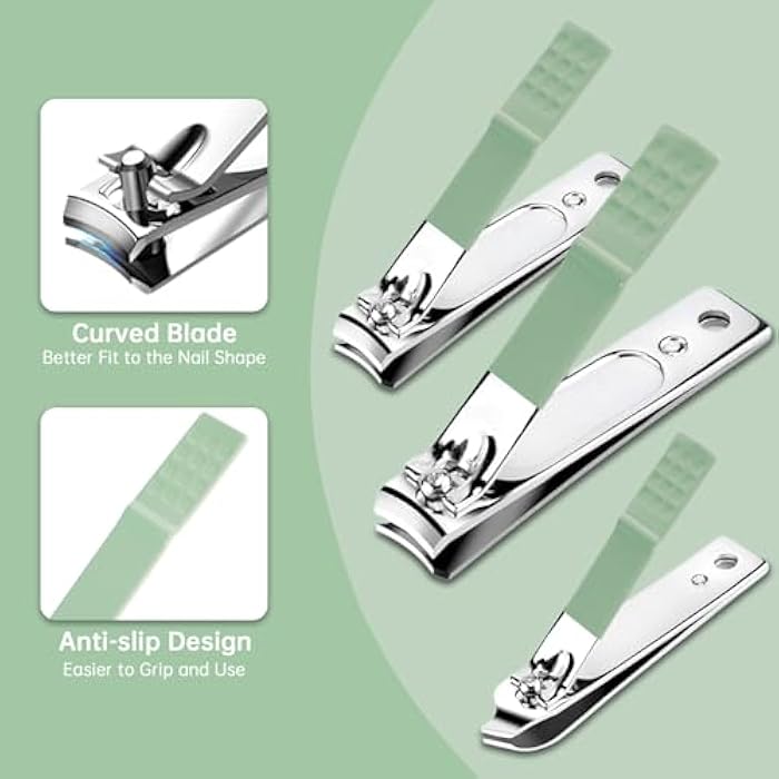 START MAKERS Manicure Set - 16 in 1 Professional Nail Clipper Set - Stainless Steel Pedicure Kit Nail Care Kit for Men Women with Storage Travel Case, Green - Image 3